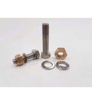 BOLT SS , SPRING WASHER,FLAT WASHER & BRASS NUT  :  ¾" X 4"