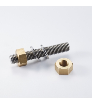 STUD BOLT SS, SPRING WASHER, FLAT WASHER & BRASS NUT : ½" x 4"