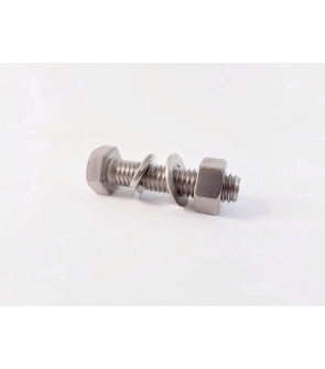 STUD BOLT SS, SPRING WASHER, FLAT WASHER & SS NUT : 5/8" x 3¼"